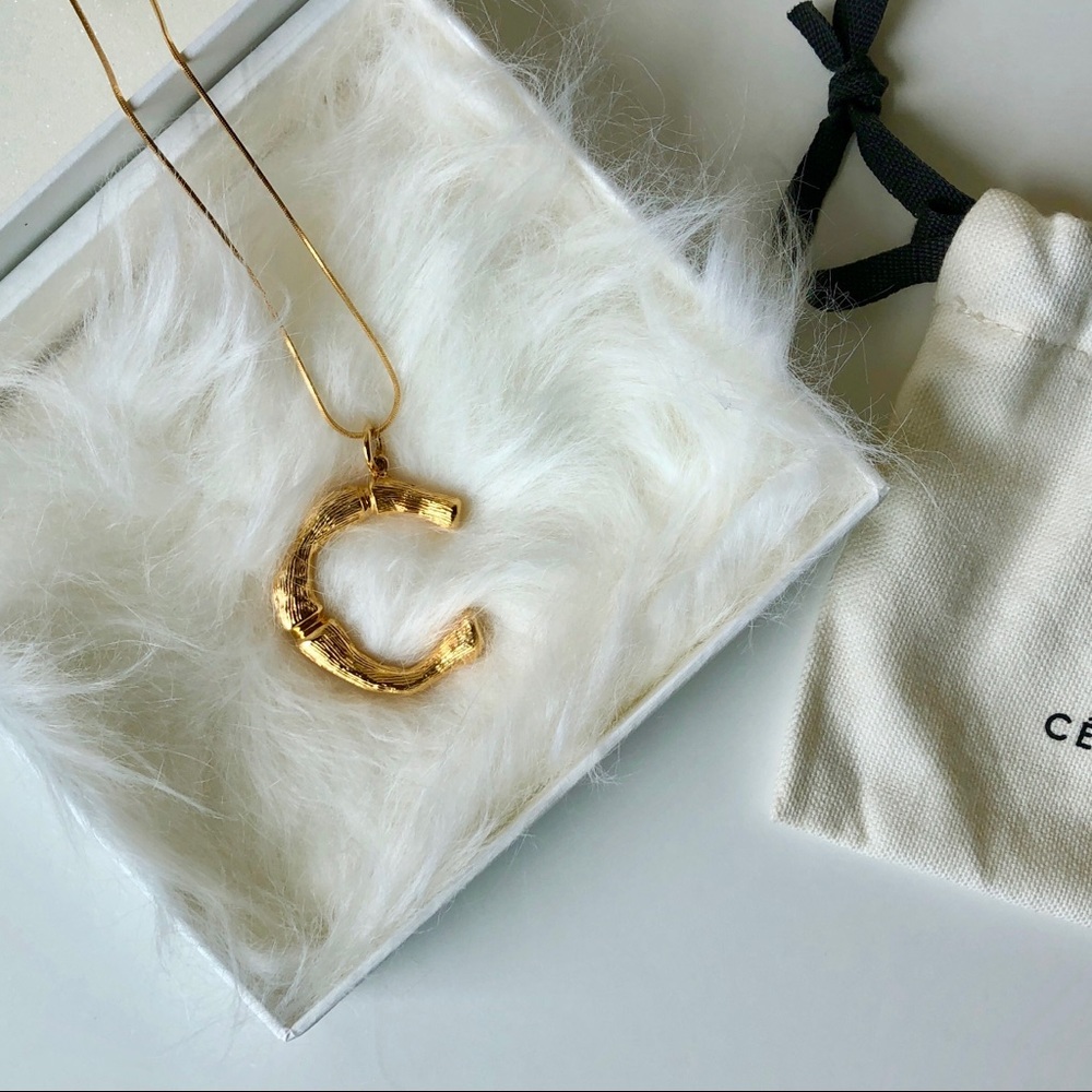 NEW Celine Alphabet Big C Necklace in Gold